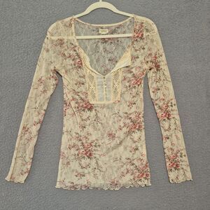 Denim and Supply Ralph Lauren Women's Floral Bohemian Lace Top Small